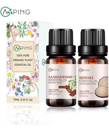 Sandalwood & Hinoki Essential Oils - 100% Pure Organic Oils for Diffuser Spa Yoga & Massage | 2x10ML - Buy Online on GoSupps.com