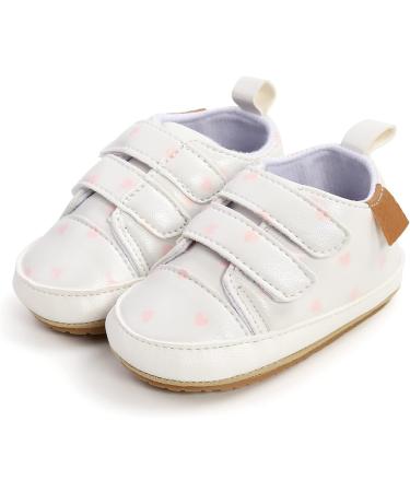 MK MATT KEELY Baby Girl First Walking Shoes | Anti-Slip Soft PU Leather Sneakers 6-12 Months | White Heart Design - Buy Online on GoSupps.com