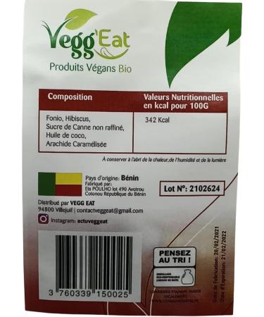 Vegg' Eat Granola Fonio Hibiscus Crunchy - 100% Natural Cereal - Organic - Gluten Free - Preservative Free - Wheat Free - Buy Online on GoSupps.com
