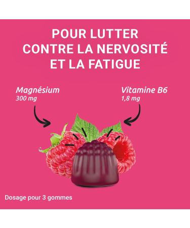 MAG 2 - Raspberry gums - Magnesium and vitamin B6 - Anti-nervousness and anti-fatigue - No added sugars - Dietary supplement - 45 gums - Voted product of the year 2023 - Buy Online on GoSupps.com