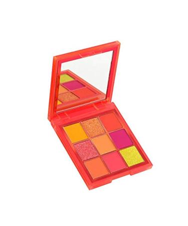 Huda Beauty Neon Obsessions Eyeshadow Palette! Highly Pigmented 9 Shades! Mattes  Creamy Metallics And Shimmers Eye Shadow! Smooth And Blendable Texture! Choose From Orange  Pink Or Green! (Orange)