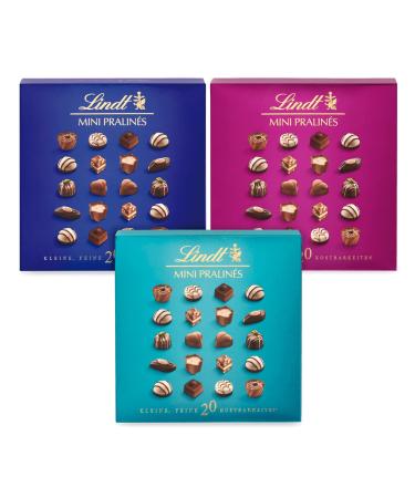 Lindt chocolate - mini pralins |12 x 100 g |Praline box in 3 variants (blue turquoise and blackberry) with 20 chocolates in 9 delicious varieties |Praline gift |Chocolate gift mixture 100 g