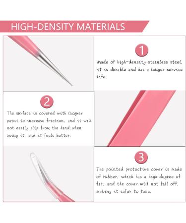 3-Piece Pink Eyelash Extension Tweezers Set | Stainless Steel Straight & Curved Pointed Tool for False Eyelashes | Perfect for Women & Girls - Buy Online on GoSupps.com
