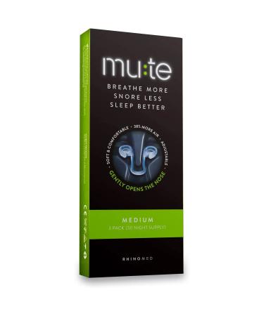 Rhinomed Mute Nasal Dilator for Snore Reduction - Anti-Snoring Aid Solution - Improve Airflow - Comfortable Nose Vents, Breathing Aids for Better Sleep - (Size Medium, 3-Pk)