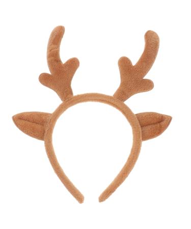 Minkissy reindeer anti -headband plush anti -hair main ear headgear deer horn headband costume headband for children adult women Christmas party preferred headgear