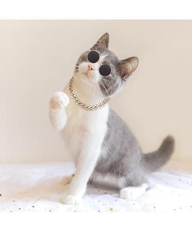 Molain Cat Sunglasses Gold Chain Costume Decorations - UV Protection Retro Black Sunglasses with Rose Gold Chain for Cosplay and Photo Props - Buy Online on GoSupps.com