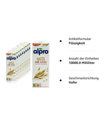 Alpro Oat Drink - Unsweetened 1L (10 Pack) | 100% Plant-Based Oat Beverage - Buy Internationally - Buy Online on GoSupps.com