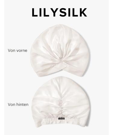 Lilysilk 100% Mulberry Silk Sleep Cap for Curly Hair - 19 Momme Bonnet for Women - Natural White Night Headgear with Elastic Band - Buy Online on GoSupps.com