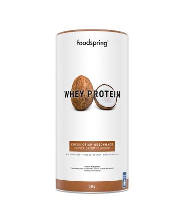 Foodspring whey protein powder coconut - with 23g protein for building muscle perfect solubility from pasture milk rich in BCAAS & EAAS - 750g