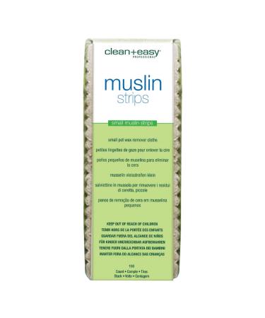 Clean + Easy Small Facial Muslin Wax Strips for Hair Removal, Pre-Cut Durable Muslin Epilating Strips to Remove Unsightly Hairs from the Face - 1 3/4" X 4 1/2", 100 count Small 1 3/4" X 4 1/2"