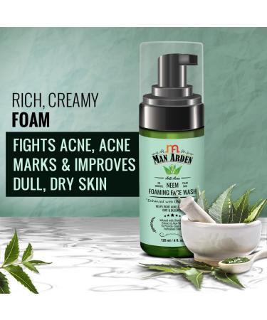 Anti-Acne Neem Foaming Face Wash - Clear Acne & Dull Skin | Olive Leaf & Aloe Vera - 120ml - Buy Online on GoSupps.com