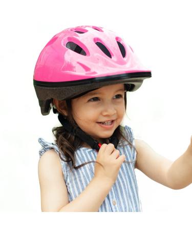 Joovy Noodle Bike Helmet for Toddlers and Kids Aged 1-9 with Adjustable-Fit Sizing Dial, Sun Visor, Pinch Guard on Chin Strap, and 14 Vents to Keep Little Ones Cool (Small, Pink) Small Pink