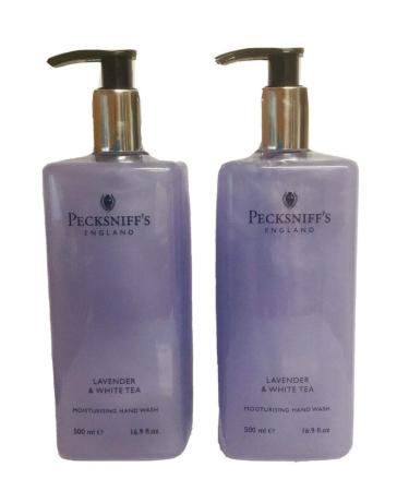 Pecksniffs Set of 2 Pecksniff's England Moisturizing Hand Wash Lavender & White Tea 16.9 oz500 ml Each Black or Silver Pump