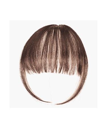Bangs Hair Clip Clip in Bangs Extensions Black Dark Brown Clip on Fringe Bangs with Nice Net Natural Flat Neat Bangs with Temples for Women One Bangs Clip in Hair(Color:Dark Brown) 6inches Dark Brown