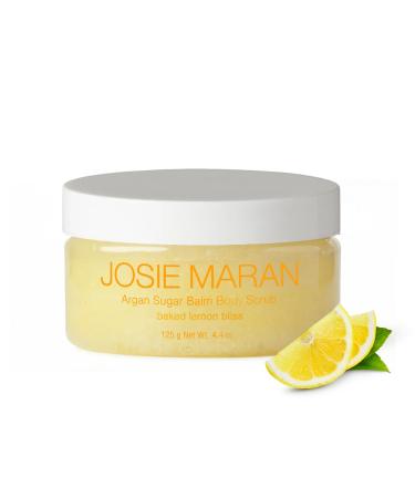 Josie Maran Argan Sugar Balm Body Scrub - Exfoliating Sugar Scrub with 100% Pure Argan Oil & Coconut Oil - Softens, Smoothes & Hydrates Dry Skin - Vegan + Cruelty Free - Baked Lemon Bliss (4.4 oz)