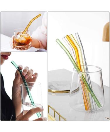Pzhoais Reusable Glass Straws Bent Glass Drinking Straws with 2 Cleaning Brushes Straws for Smoothies (Multicolor 12 Pack) - Buy Online on GoSupps.com