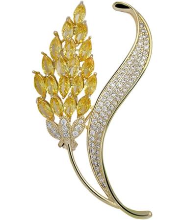 NHOSS Copper Gold Plated Micro Inlaid Wheat Spike Corsage - Unique Plant Brooch for Dresses | Fashion Accessories - Buy Online on GoSupps.com