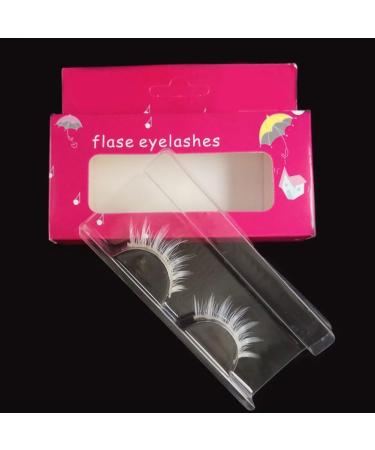 Cosplay Makeup Natural Looking Clear Root White Long Thick Cross False Eyelashes - Buy Online on GoSupps.com