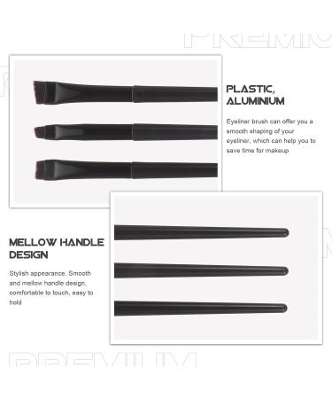 FOYTOKI 3pcs Eyeliner Brush Eyebrow Brush Makeup Brush Ultra Thin Eyeliner Brush Artificial Fiber Black - Buy Online on GoSupps.com