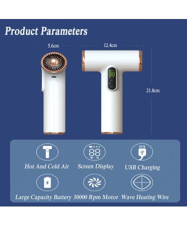 N/A Cordless Hair Dryer Rechargeable USB Cordless Hair Drye 3-Level Wind Speed Adjustable with Digital Screen Battery Powered Hair Dryer for Women Men Kids Outdoor Camping White - Buy Online on GoSupps.com