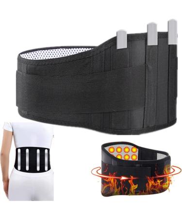 Adjustable Self-Heated Waist Belt for Lumbar Support | Pain Relief for Men & Women | Black L - Double Banded Back Support Faja - Buy Online on GoSupps.com
