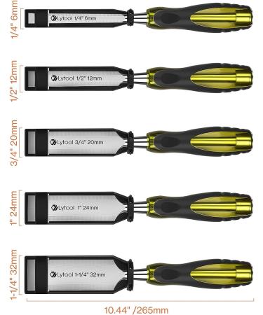 Lytool 5 Piece Wood Chisel Sets for Woodworking  Wood Chisels for Carpentry  CR-V Steel Beveled Edge Blade  Wood Working Chisel Sets for Woodcarving  Mortise 1/4  1/2  3/4  1  1-1/4 - Buy Online on GoSupps.com