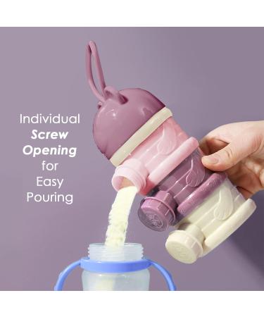 LAPONO Milk Powder Dispenser | Portable 4-Layer Baby Formula Storage Container | BPA-Free Stackable Pots 240ml | Non-Spill Snack/Food/Fruit Box for Infant Toddler Travel - Pink - Buy Online on GoSupps.com
