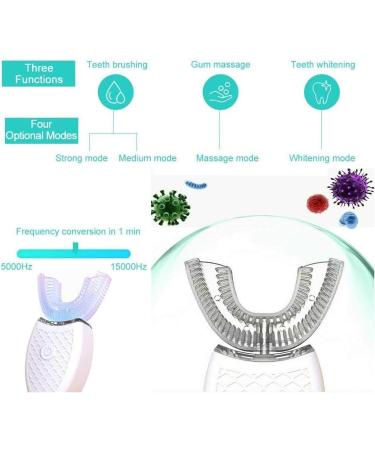 Ultrasonic Tooth Cleaner Electric Tooth Brush Automatic Clean Oral 360 U-Shape Mouth Cleaner Teeth Whitening Sonic Toothbrush 4 Optional Modes IPX7 Waterproof Toothbrush Heads White - Buy Online on GoSupps.com