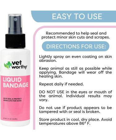 Vet Worthy Liquid Bandage for Dogs - Dog Wound Care Solution with Aloe Vera - 4oz - Buy Online on GoSupps.com