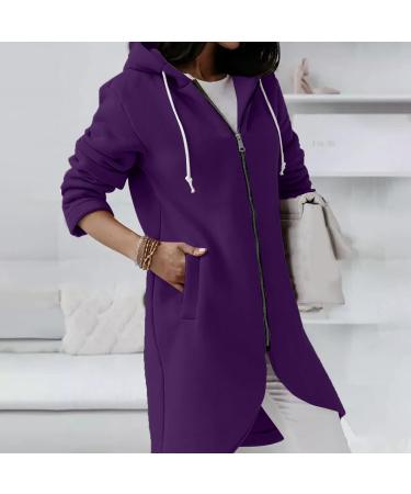 Yihaojia Women's Plus Size Full Zip-Up Hoodie Jacket Sweatshirt Casual Long Hoodies Long Sleeve Winter Jackets with Pocket Purple#78 3X-Large - Buy Online on GoSupps.com