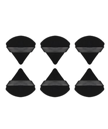 Triangle Powder Puff Soft Plush Powder Puffs For Face Powder Contouring Setting Powder Puff Makeup Puffs for Loose Powder (Black 6Pcs) 6Pcs Black
