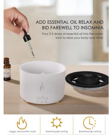 SEAAN Volcano Humidifier: Jellyfish Mist Flame Diffuser - 360ml for Bedroom, Home & Office | Pulsating & Continuous Modes - Buy Online on GoSupps.com