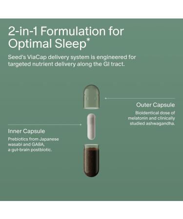 Seed PM-02 Sleep + Restore - Sleep Aid for Women & Men - Non-Habit Forming Bioidentical Melatonin & Ashwagandha - Vegan & Shelf-Stable - 30 Capsules (30-Day Supply) - Buy Online on GoSupps.com