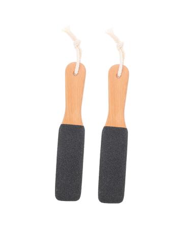 Ipetboom 2pcs Double-Sided Rubbing Board Hand Held Scrubber Foot Nail Trimmer Pedicure Scrub Dead Skin Remover Callus File Metal Scrubber Secateur Springs Folder Wooden
