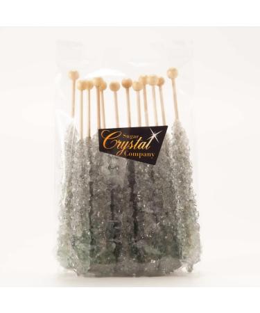 Silver Caramel Candy Sugar Crystal Rock on a Stick 12 x Lollies - Individually Wrapped - Candy Buffet Favours Cake Decorating - Drink/Cocktail Swizzle Stick Stirrers