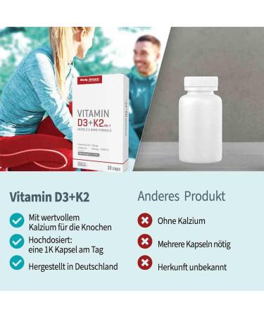 Buy Body Attack Vitamin D3 + K2 - High Dose Vegan Capsules | 100mg K2 & 37.5mg D3 for Optimal Health | International Shipping Available - Buy Online on GoSupps.com
