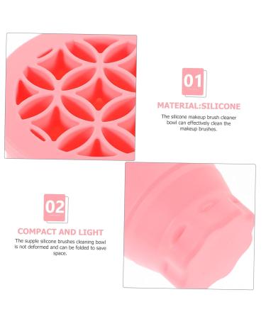 FOMIYES Retractable Silicone Scrub Cup - Multifunction Makeup Brush Cleaner Tool | Drying Rack & Cleaning Bowl | Pink | 9.20x9.20x8.60CM - International Shipping Available - Buy Online on GoSupps.com