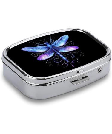 Buy Blue Dragonfly Square Pill Box | 2 Compartment Portable Organizer for Vitamins & Medication - International Shipping Available - Buy Online on GoSupps.com