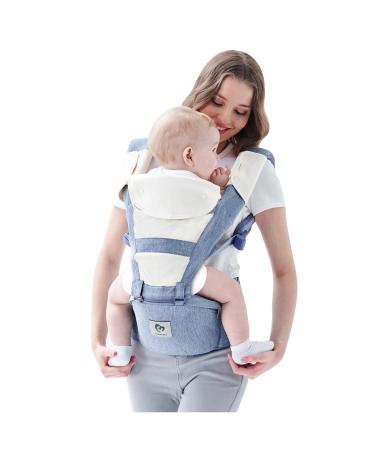 Baby Carrier, Bellababy Multifunction Baby Carrier Hip Seat (Ergonomic M Position) for 3-36 Month Baby, 6-in-1 Ways to Carry, All Seasons, Adjustable Size, Perfect for Shopping Travelling (Blue)