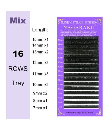 NAGARAKU 0.03mm D Curl Individual Eyelash Extensions - 14mm 16 Rows | Soft Natural Matte Black | Professional Mega Volume Beauty Salon Supplies - Buy Online on GoSupps.com