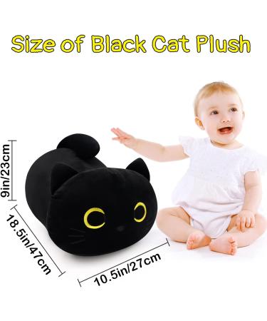 Yamepuia Black Cat Plush 47CM | Soft Weighted Stuffed Animal Toy for Boys Girls | 1000g Plush Cat Doll Pillow - Buy Online on GoSupps.com
