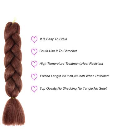Shop Brown Jumbo Braiding Hair - 24 Kanekalon Synthetic Braids (6 Pieces) for Box Braids | International Shipping Available - Buy Online on GoSupps.com