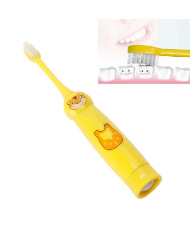 Children's electric toothbrush cartoon pattern soft bristle children toothbrush vibrating sonic waterproof teeth cleaning brush automatic cleaning gift for children (yellow) toothbrush set