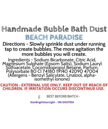 Handmade Bubble Bath Dust - Various Scents (Bath Bomb Dust with Lasting Bubbles) Contains Epsom Salts (Beach Paradise) - Buy Online on GoSupps.com