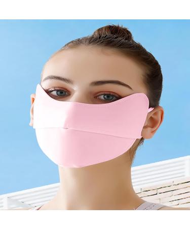 UV Protection Masque | Breathable UV Protection Ice Silk Face Masque - Reusable Sun Shield Face for Women Sunscreen Masque for Fishing Hiking Cycling pink - Buy Online on GoSupps.com