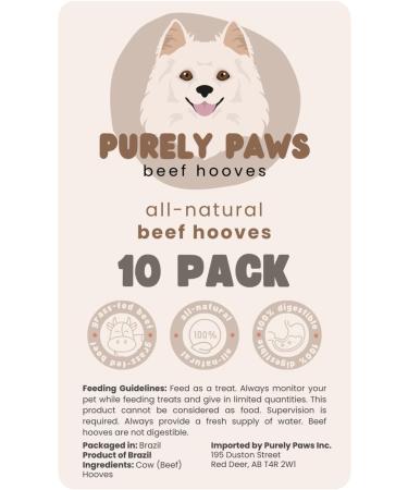 Purely Paws All-Natural Beef Hooves - Safe Digestible Dog Chews - Long-Lasting Low-Odour Rawhide Free - (10 Pack) - Buy Online on GoSupps.com