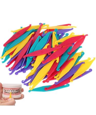 Dental Orthodontic Elastic Bands Placer for Braces 50pcs/Set Elastic Rubber Band Placers (Random Color)