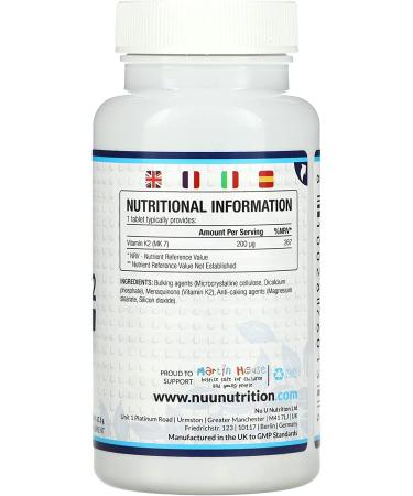 Nu U Nutrition Vitamin K2 - 365 Vegan Tablets for Optimal Health - Buy Online on GoSupps.com