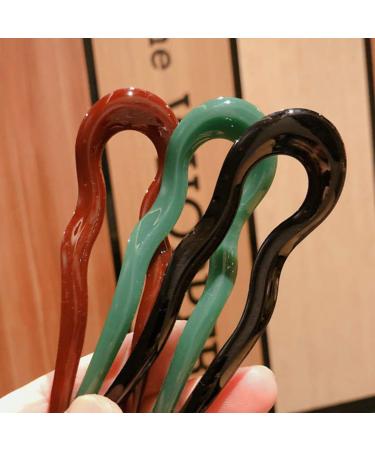5Pcs Hair Resin U Shape Hair Stick - Decorative Wave Chignon Hairpins for Women | International Shipping Available - Buy Online on GoSupps.com