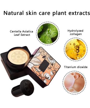 Mushroom Head Air Cushion Foundation BB Cream Moisturising Concealer Lightweight & Smoothing Flawless Moisturising Oil Control Even Skin Tone Makeup Base Natural - Buy Online on GoSupps.com